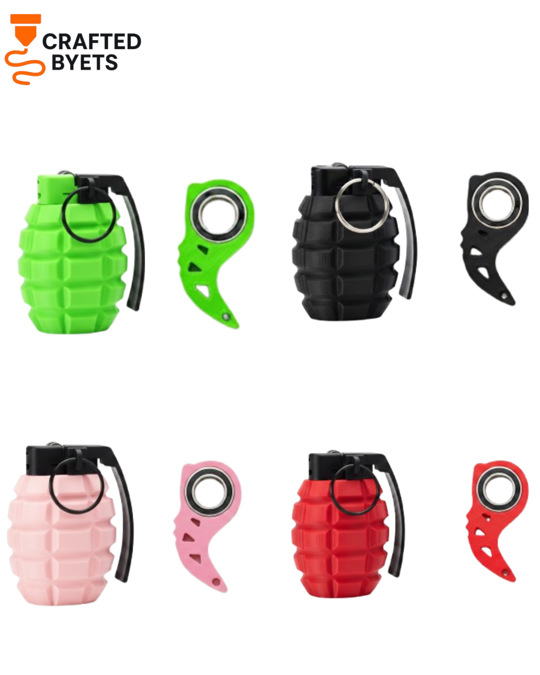 Grenade Lighter Cover + Spinner Keychain Bundle